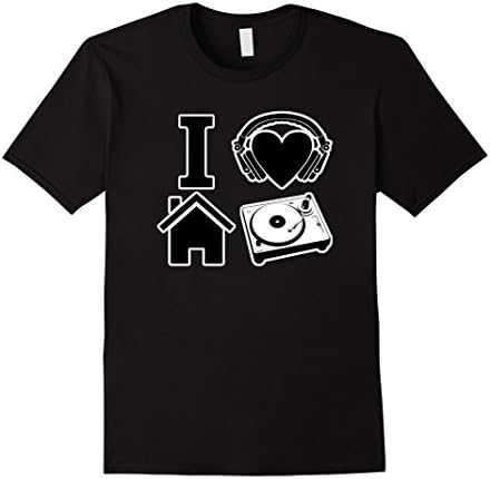 Men's I Love House Music T-Shirt Medium Black