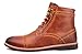 Kunsto Men's Leather Classic Brogue Boots Lace up Cap Toe US Size 9.5 Brown