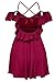Sidefeel Women Ruffled Cold Shoulder Backless Skater Dress Small Red