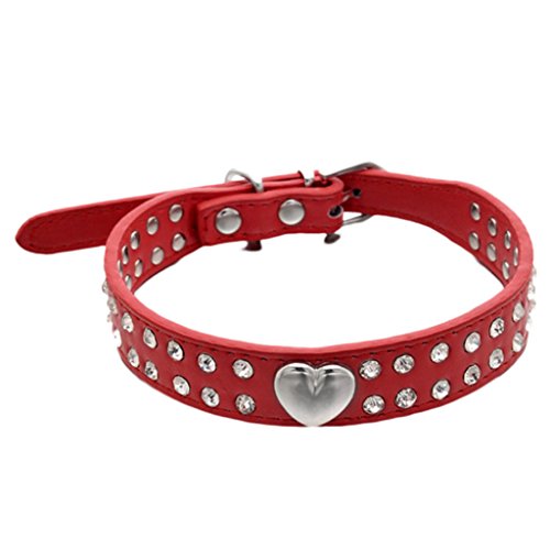 Ninasill Clearance ! Pet Collar, Hot Cute Bling Crystal Pet Collar Puppy Choker Cat Necklace (Asian XXS = US XXXS, Red)