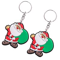 Finance Plan Christmas Santa Claus Xmas Tree Bear Snowman Key Ring Chain Keychain Bag Ornament 2Pcs (Random)