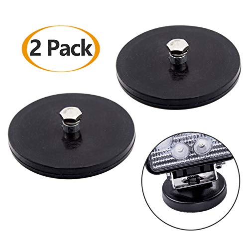 WF 2 Pcs Magnetic Light Bar Mount, Magnetic Work Light Base, Powerful Magnet Mounting Brackets Holder with Rubber Pad for Off-road Driving Lamp, Curved LED Light Bar, Emergency Light, Roof Flashlight