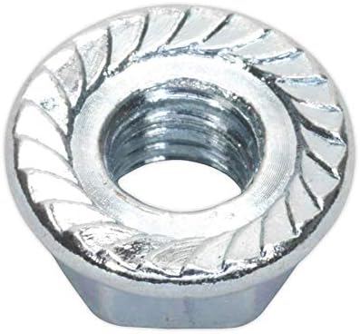 Sealey FN8 Flange Nut Serrated M8 Zinc DIN 6923 Pack of 100, Silver - Image 4