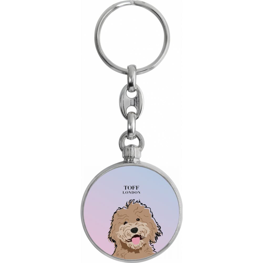Toff London Beige Labradoodle Dog Head Keyring