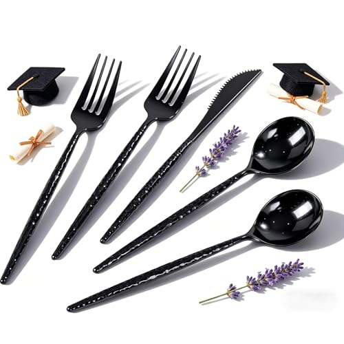 WILLIFE Black Plastic Silverware
