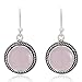 925 Oxidized Sterling Silver Natural Gemstone Round Shaped Rope Edge Dangle Hook Earrings 1.2