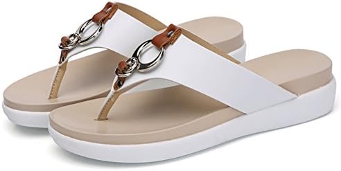 Women's Comfy Clip Toe Sandals Flip-flops Platform Flat Slippers Shoes (White US 7)