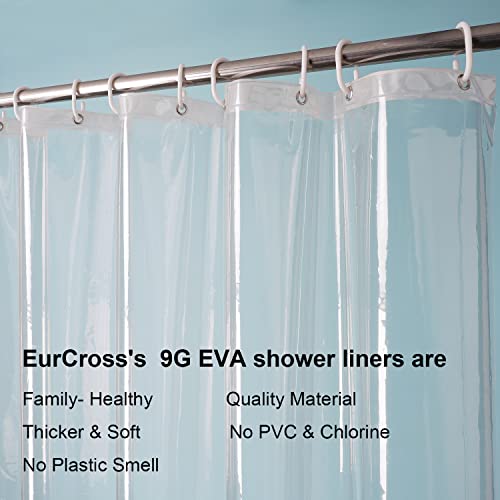 EurCross 9G EVA Clear Extra Long Shower Curtain Liner 72 x 84 inches