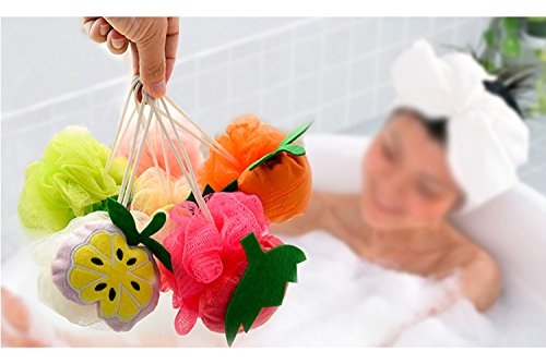 Bath Shower Sponge Pouf Loofahs 6 Packs, Mesh Brush Animal Shower Ball for Kids Random Pattern