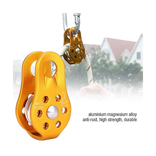 Bergsteiger Riemenscheibe Kletterseil Riemenscheibe Baumpfleger Baumklettern 20KN Fixed Side Aluminium Magnesium Alloy… – Bild 7