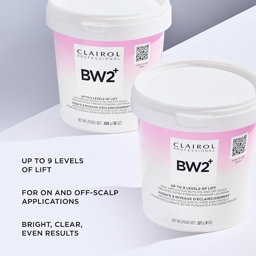 Clairol Professional BW2+ Dedusted Extra Strength Powder Lightener, Up to 9 Levels of Lift for Hair Highlights & Lightening