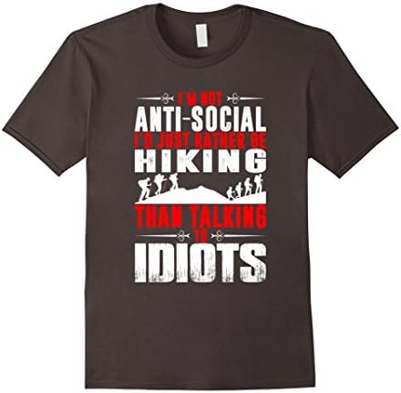 Men's Not Antisocial Rather Be Hiking Than Talk To Idiot T-Shirt Large Asphalt