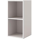 Homes: Inside + Out Apexa 2-Cube Storage Organizer Shelves, Stackable Wood Bookcase Fits Cubby Bins for Organization, Dorm Teen Room Decor &amp; Home Office, Taupe Grey