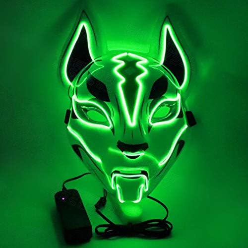 Halloween Led Light UP Fox Mask,Sound Induction Mask Controller,Flash with Music