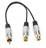 Devinal Premium Aluminium Alloy RCA Male to Dual 2-RCA Female Gold Plated Adapter, Stereo Splitter Y Audio Cable(RCA F-2 RCA M) (1 Male to 2 Female)