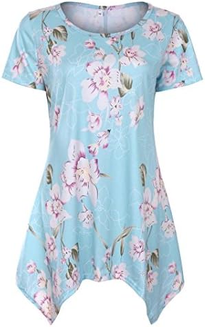 Pervobs T-Shirt, Big Promotion! Women's Short Sleeve Swing Tunic Summer Floral Flare Tee Top Blouse Shirt (M, Blue)