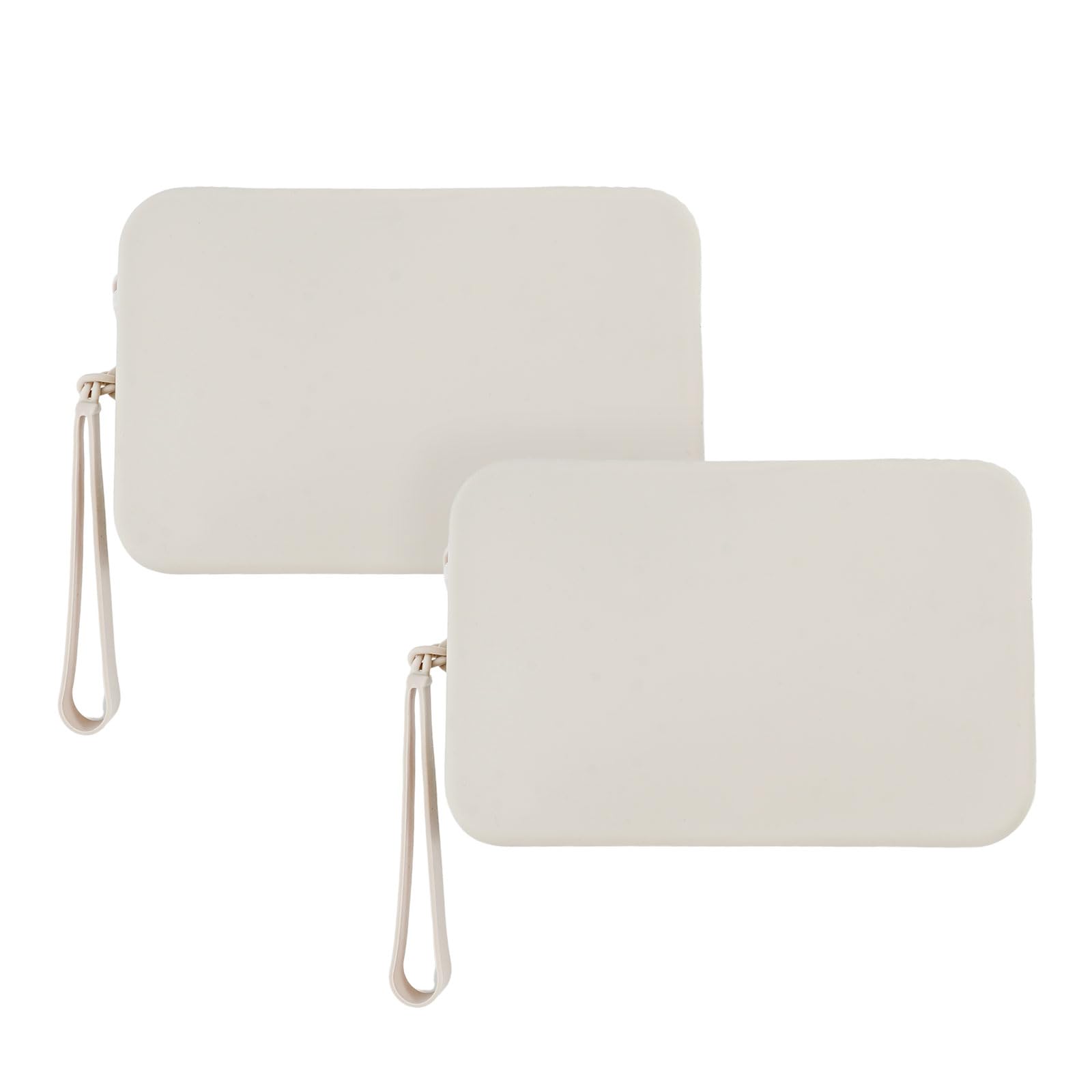 2Pcs Makeup Bag Silicone Cosmetic Bag Large Pouch Portable Travel Toiletry Make up Bags Waterproof Storage for Women Men Grey — image 1