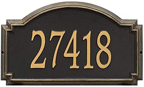 Address Signs - Whitehall Products 1294BG Williamsburg - Estate Wall - One Line in Black/Gold