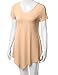 TWINTH Womens Short Sleeve V-neck Handkerchief Hem Loose Fit Long Tunic Top with Plus Size