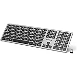 Wireless Keyboard — Jelly Comb 2.4G Wireless Keyboard K057 Full Size Keyboard with Number Pad for Windows Computers PC Laptop Desktop-(Black and Silver)
