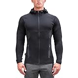EU Men's Active Gym Workout Full Zip Hoodie Running Sweatshirts Zipper Pockets Jacket