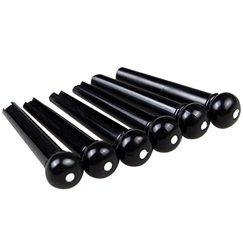 Simtyso 6pcs Black Acoustic Guitar ABS Plastic Bridge Pins - Thumbnail 2