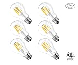 Vintage Edison LED Bulb, 6W Antique LED Bulb,Classic A19/A60 LED Light Bulbs, E26 Medium Base Lamp, 2700K Warm White, 600 Lumens,60 Watt Equivalent, Clear Glass Cover,Not-Dimmable,ETL Listed,6 Pack