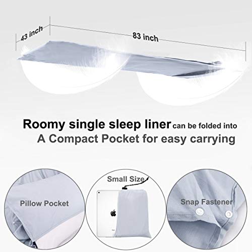 image for Siaomo Travel Sheets Sleeping Bag Liner - Comfy Breathable Cotton Poly