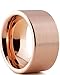 Tungsten Wedding Band Ring 12mm for Men Women Comfort Fit 18K Rose Gold Plated Plated Pipe Cut Flat Brushed Polished