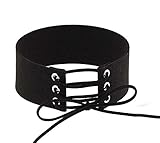 Faux Leather Tie Up Choker Suede Velvet Corset Necklaces Black Beige Brown White