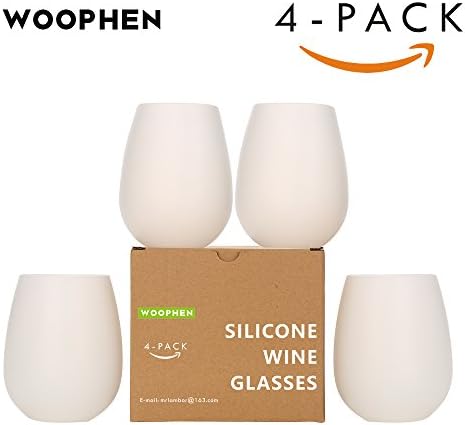 Silicone Wine Glasses, WOOPHEN Food Grade Unbreakable Foldable Plastic Wine-Cup Good for BBQ, Party, Camping &amp; Picnics, Set of 4
