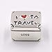 I Love To Travel Charm 925 Sterling Silver Suitcase Charm with Red Enamel Heart Travel Luggage Charm for Bracelet