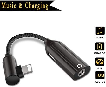Headphone Jack Adapter for iPhone Adaper 3.5mm Jack Converter AUX Audio Charger Cable Earphone Jack Adapter Charger Audio Connector for iPhone X/XS/8/8 Plus/7/7 Plus Music and Charge Support iOS