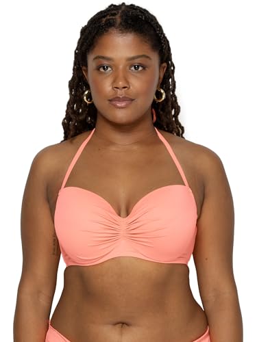 Smart & Sexy Women's Swim Secret Halter Bikini Top, Peach Luster, 36C