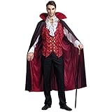 Spooktacular Creations Renaissance Medieval Scary Vampire Deluxe Halloween Costume for Men Role-Playing Sins Cosplay (X-Large) Red