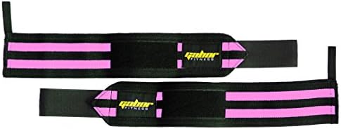 Gabor Fitness Heavy Duty Weightlifting Wrist Wraps, 18" Long, For Men &amp; Women, (Black/Pink)