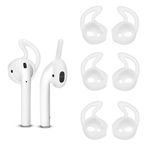 TEEMADE 6 Pieces AirPods Ear Hooks,Apple Earpods Cover Tips,Silicone Covers for Apple Earphones Headphones(White)