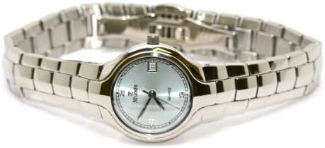 Womens NIVADA Swiss Watch Silver Stainless Steel Water Resistant Round Baby Blue DIAL