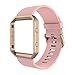 Simpeak Sport Band Compatible with Fitbit Blaze Smartwatch Sport Fitness, Silicone Wrist Band with Meatl Frame Replacement for Fitbit Blaze Men Women, Large, Pink Band with Frame