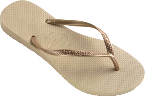 Havaianas Women s Slim Flip Flop,37 BR / 7-8 B(M) US,Sand Grey/Light Gold