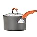 Rachael Ray Brights Hard Anodized Nonstick Sauce Pan/Saucepan with Lid, 3 Quart, Gray