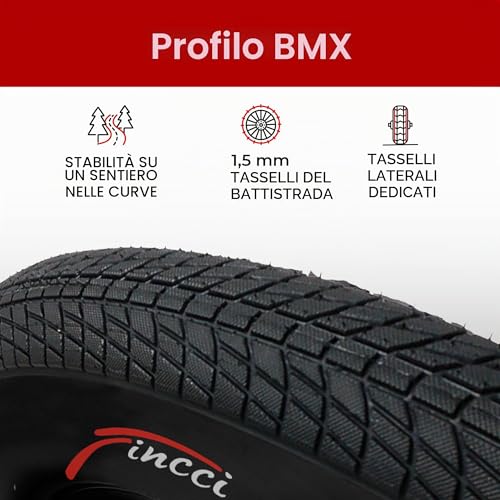 Fincci Set 2 Copertoni 20 x 1.75 Pollici (47-406) e 2 Camere d’Aria Schrader – Kit Completo per BMX, MTB Bambino, Bici Pieghevole ed E-Bike – Pneumatici Tassellati ad Alta Tenuta – Nero