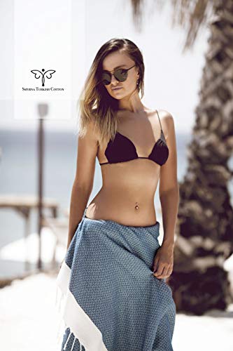 Smyrna Original Turkish Beach Towel | 100% Cotton, Prewashed, 37 x 71 Inches | Peshtemal and Turkish Bath Towel for SPA, Beach, Pool, Gym and Bathroom (Navy Blue)