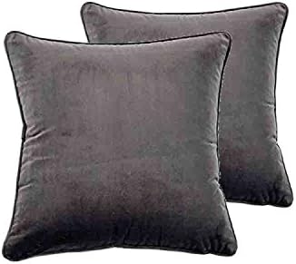 Sanmetex Soild Velvet Pillow Covers Luxury Soft Decorative Throw Pillow Cases With Invisible Zipper For Sofa Cushion Cover 18" x 18" 45cm x 45cm Pack of 2, Grey