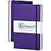 Scrivwell Dotted A5 Hardcover Notebook - 208 Dotted Pages with Elastic Band, Two Ribbon Page Markers, 120 GSM Paper, Pocket Folder - Great for Bullet journaling - Purple