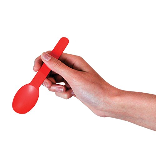 Red Heavy Duty Plastic Spoons - Disposable Frozen Yogurt Ice Cream Spoons - Frozen Dessert Supplies - 50 Count