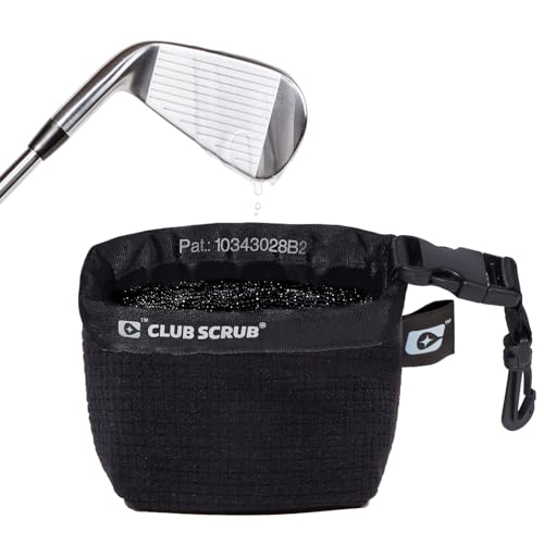 Club Scrub Golf Club and Golf Ball Cleaning Bag, Waterproof Clean Face Technology Liner, Detachable Clip, Machine Washable, Cleans Club Grooves, Dry Exterior (Neoprene or Microfiber Option Available)