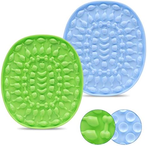 Couwilson Lick Mat for Dogs with Suction – Alternative to Slow Feeder Dog Bowls, Boredom and Anxiety Reduction, Perfect for Food, Treats, Yogurt, or Peanut Butter, Dishwasher Safe – 2 Pcs