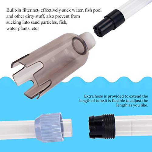 boxtech Aquarium Fish Tank Cleaner, Vacuum Siphon Water Changer Pump Gravel Sand Cleaner, Aquarium Water Filter with Flow Control Tap