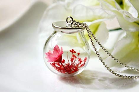 Botanical Jewelry, Real Flower Jewelry,Terrarium Necklace, Japanese Style, Cherry Blossom, Pressed Flower Necklace